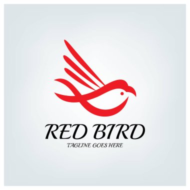 Kırmızı kuş logo tasarım şablonu. Vektör çizim
