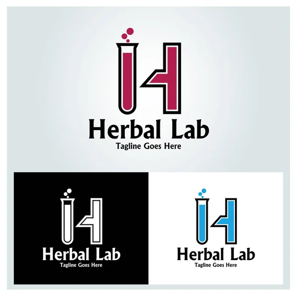 草药实验室徽标设计模板 向量例证 — 图库矢量图片