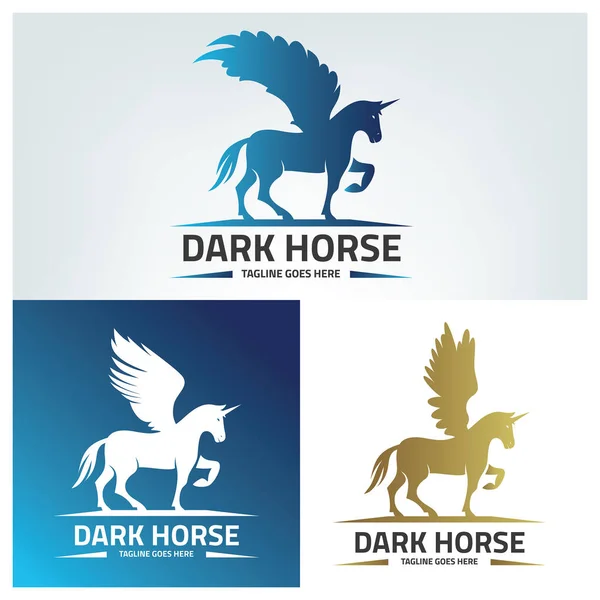 Modelo Design Logotipo Cavalo Escuro Ilustração Vetorial — Vetor de Stock