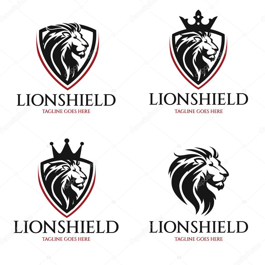 Lion Shield logo design template. Vector illustration