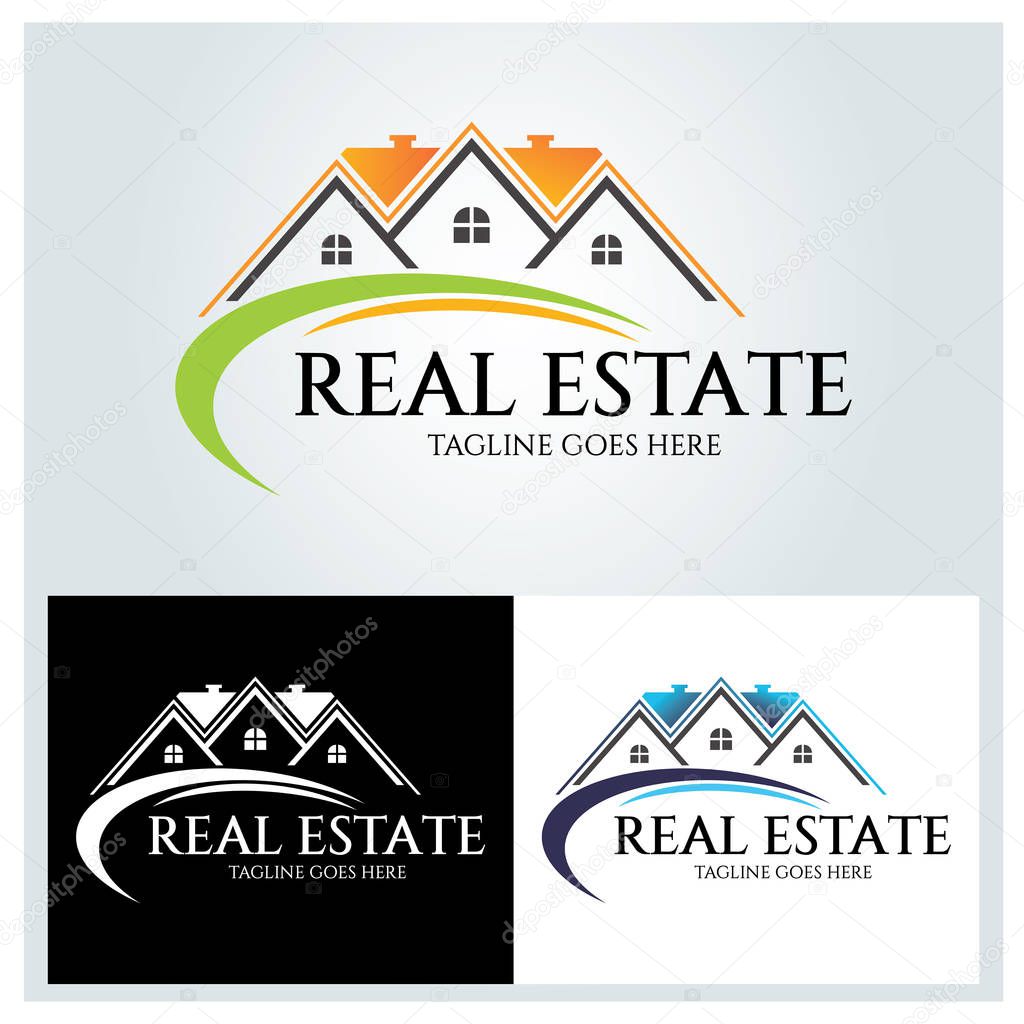 Real Estate logo design template. Vector illustration