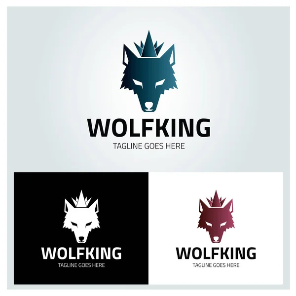 Wolf King Logo Ontwerp Template Vectorillustratie — Stockvector