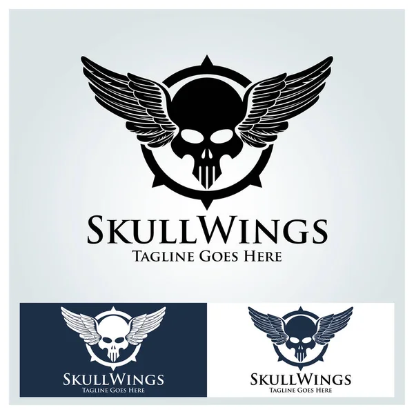Plantilla Diseño Del Logo Skull Wings Ilustración Vectorial — Archivo Imágenes Vectoriales