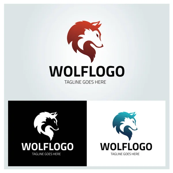 Wolf Logo Ontwerp Template Vectorillustratie — Stockvector