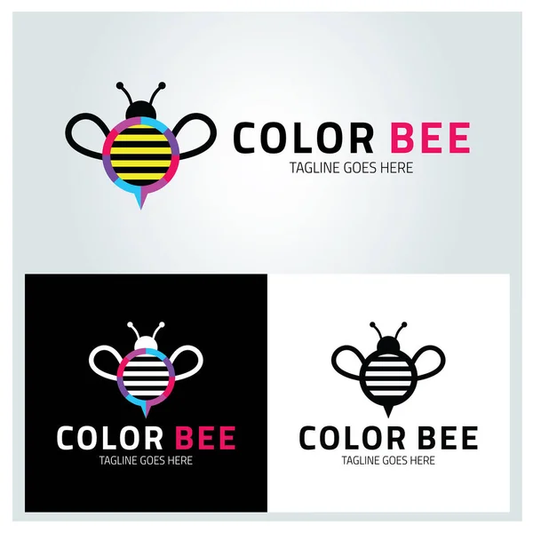 彩色蜜蜂标志 — 图库矢量图片