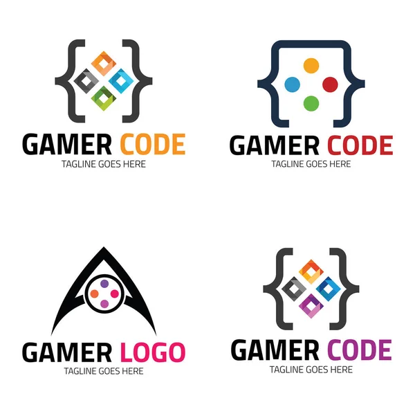 Oyun Kodu logo tasarım şablonu. Vektör illüstrasyonu