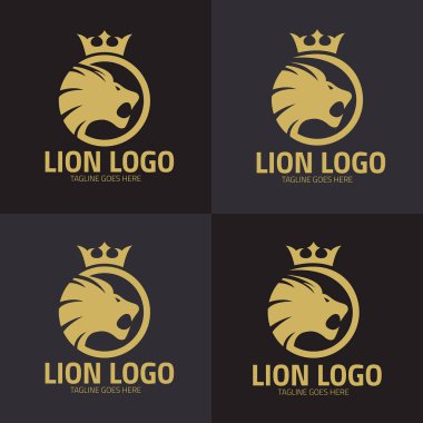 Aslan logosu tasarım şablonu. Vektör illüstrasyonu