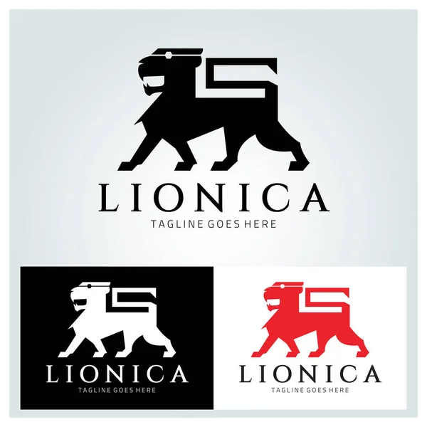 Modelo Design Logotipo Lionica Ilustração Vetorial —  Vetores de Stock