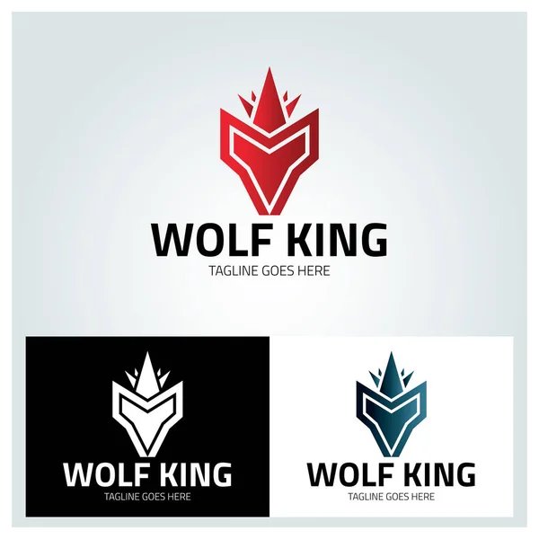Modello Design Del Logo Wolf King Illustrazione Vettoriale — Vettoriale Stock