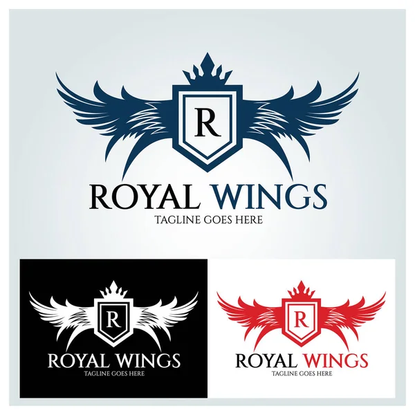 Modelo Design Logotipo Royal Wings Ilustração Vetorial — Vetor de Stock