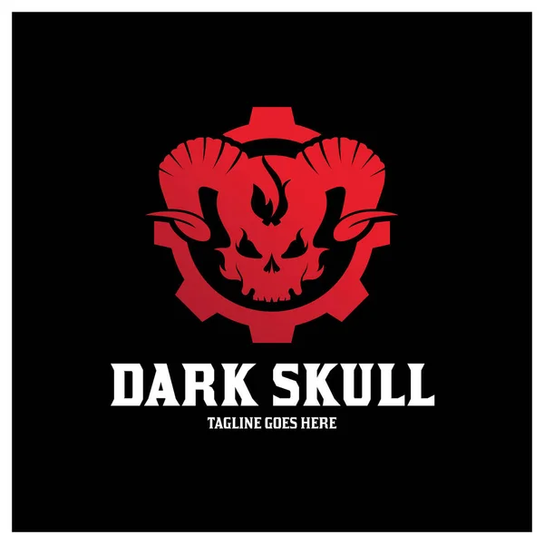 Karanlık Kafatası logo tasarım şablonu. Vektör illüstrasyonu