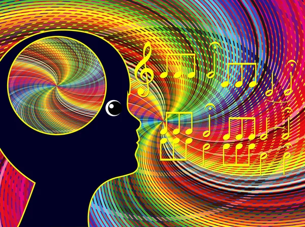 音乐影响大脑 声音刺激自闭症儿童幼年时的情绪和心境 — 图库照片