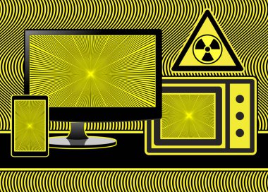 Electromagnetic radiation in everyday life. Health risk through computer, cellphone, microwave oven, wireless networks clipart