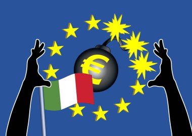 Euro rescue plan for Italy. The Italian Government is testing the banking bail out system, since there are plans to drastically overspend the financial budget for 2019 clipart