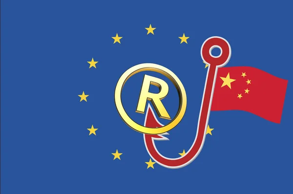 Предполагаемая Кража Китайских Товарных Знаков Европа Утверждает Китай Крадет Интеллектуальную — стоковое фото