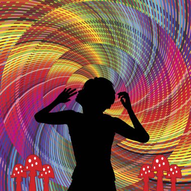 Psikotrop maddeler etkisi. Psychedelic ilaçlar kadın Lsd, renkli halüsinasyonlar yaşandığı meskalin veya Sihirli mantar gibi.
