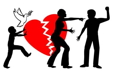 Anne çocuğun önünde kavga. Oğlum onun baba ve annenin anlaşmazlık acı ve onların ilişkiyi kurtarmak istiyor