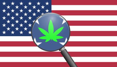 Abd ve esrar endüstrisi. Legalizatio sonra AMERIKA Birleşik Devletleri'nde büyüyen marihuana iş sembolü