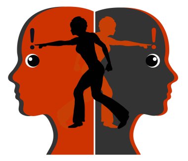 Fight between ego and superego. Concept sign for the conflicts in the decision making process clipart