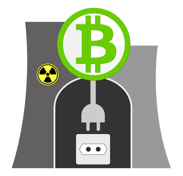 Bitcoin Energy Consumption Nuclear Reactor Symbol Huge Demand Electric Power — Stock Photo, Image