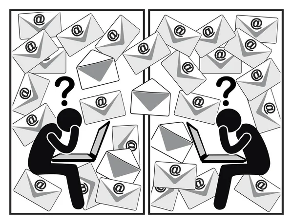 Comunicação Mail Confusa Fluxo Diário Mensagens Trabalho Frustrante Demorado — Fotografia de Stock