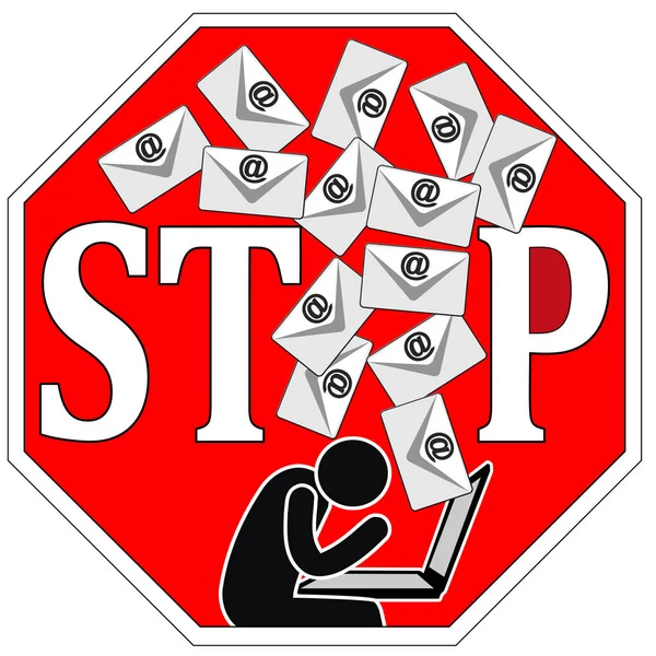 Stop Writing Emails Directive Ban Communication Text Messages Memos Computer — Stock Photo, Image