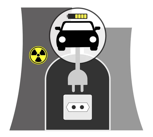 Elektromos Autók Követelnek Atomenergia Járműveken Atomerőművek Által Termelt Villamos Energiát — Stock Fotó