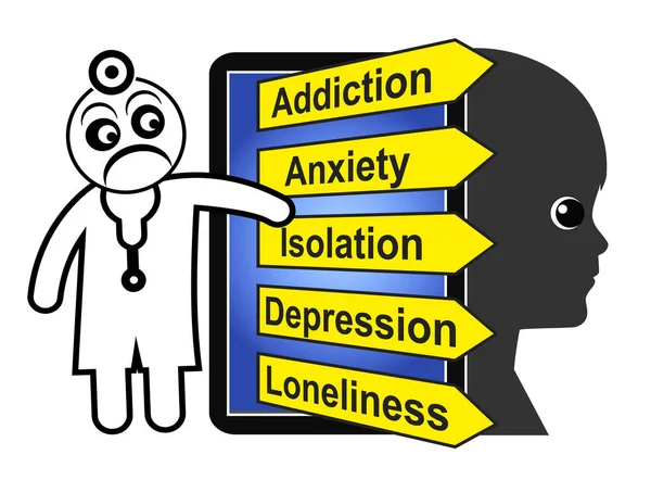 Smartphone Och Psykisk Hälsa Barn Som Lider Ångest Isolering Depression — Stockfoto