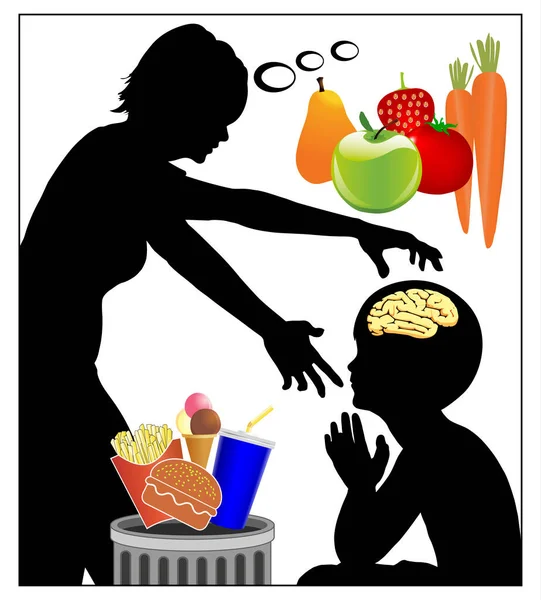 Cambiar Los Hábitos Alimenticios Madre Tratando Controlar Mente Con Fin — Foto de Stock