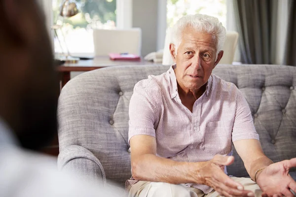 Senior Man Met Depressie Hebben Therapie Met Psycholoog — Stockfoto