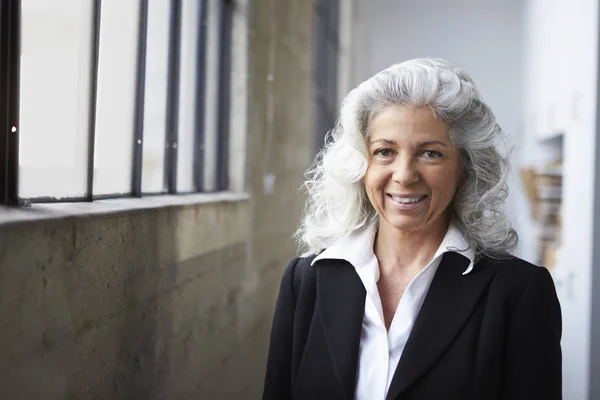 Senior White Businesswoman Smiling Camera — Stock Photo, Image