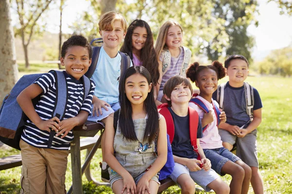 Multi Etnische Groep Scholieren Schoolreis — Stockfoto