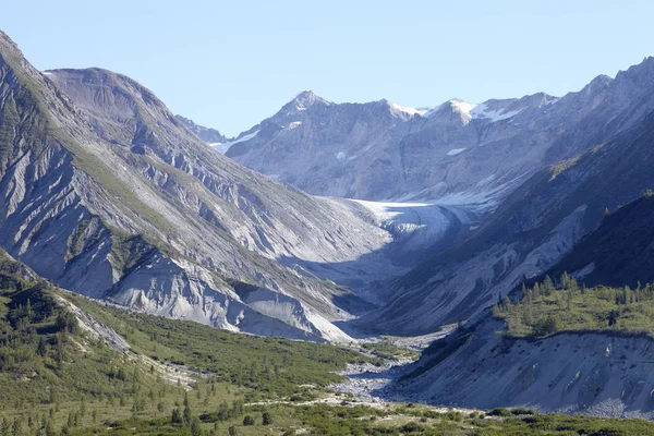 Över Trädbevuxen Dal Mellan Bergen Alaska — Stockfoto