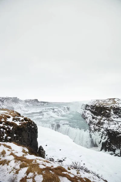 Hermoso Paisaje Con Cascadas Congeladas Gullfoss Islandia —  Fotos de Stock