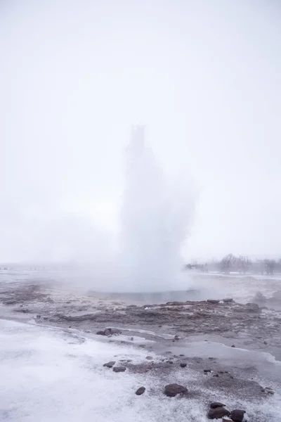 Eruption Steam Water Geothermal Pool Iceland — Stock Photo, Image