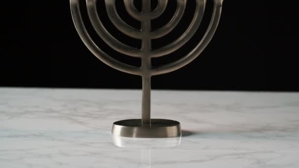 Βίντεο Αργής Κίνησης Του Menorah Hanukkah Αναμμένα Κεριά — Αρχείο Βίντεο