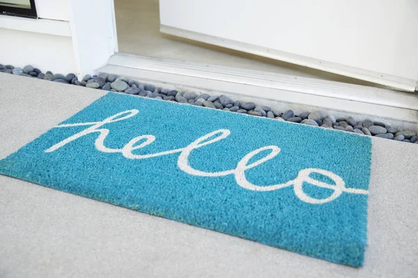 Doorstep Carpet Message Hello — Stock Photo, Image