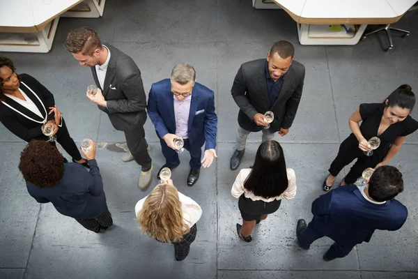 Overhead Shot Business Team Socializing Works Drinks Modern Office — Stock Photo, Image