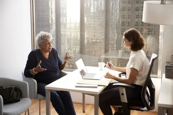 Senior Woman Having Consultation Female Doctor Hospital Office — Stock Photo, Image