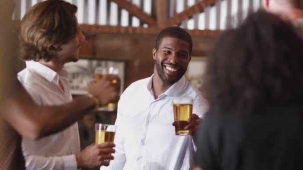 Barda Bira Içen Tost Yapan Bir Grup Arkadaş Yavaş Çekimde — Stok video