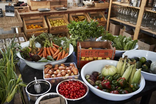 Display Vegetables Sustainable Plastic Packaging Free Grocery Store — Stock Photo, Image