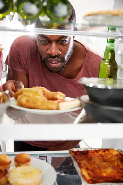 Vista Desde Interior Del Refrigerador Lleno Comida Para Llevar Poco —  Fotos de Stock