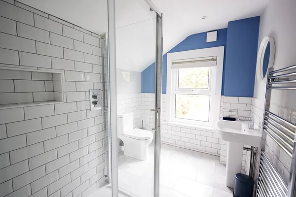 Domestic Bathroom Seen Shower Cubicle — Stock Photo, Image