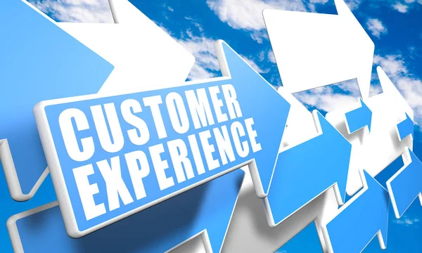 Customer Experience Textkonzept Mit Blauen Und Weißen Pfeilen Die Einem — Stockfoto