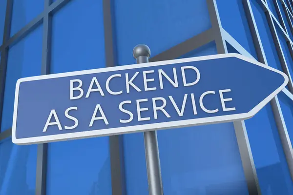 Backend Als Een Service Illustratie Met Straatnaambord Voor Kantoorgebouw — Stockfoto