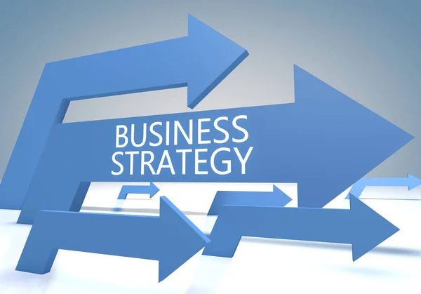 Estrategia Empresarial Concepto Texto Con Flechas Azules Sobre Fondo Azul — Foto de Stock