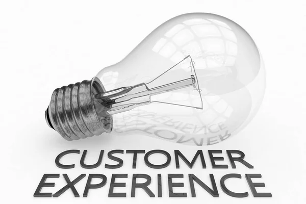 Customer Experience Gloeilamp Witte Achtergrond Met Tekst Eronder Render Illustratie — Stockfoto