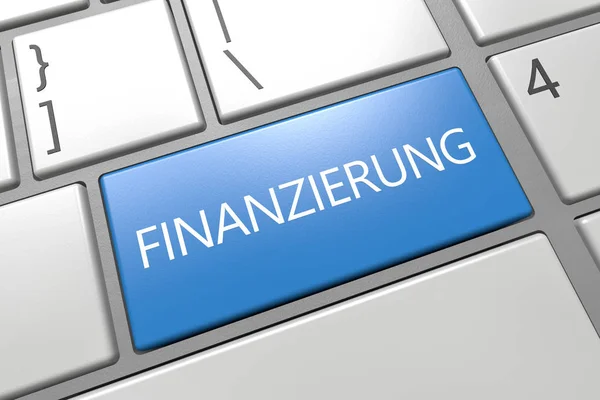 Finanzierung Német Szó Finanszírozás Vagy Pénzügyi Billentyűzet Render Illusztráció Szöveg — Stock Fotó