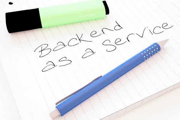 Backend Als Een Service Handgeschreven Tekst Een Notitieblok Een Bureau — Stockfoto