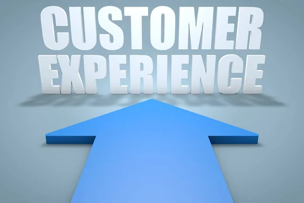 Customer Experience Renderkonzept Des Blauen Pfeils Der Auf Text Zeigt — Stockfoto